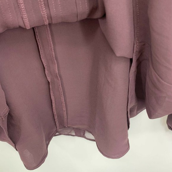 CAbi Entice Sheer Plum Blouse Top Long Sleeve Lg - Picture 5 of 11